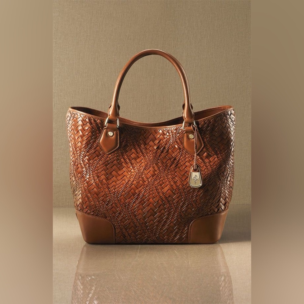 Cole Haan Brown Woven Leather Tote